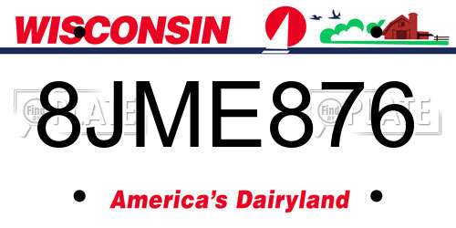 8JME876 Wisconsin License Plate