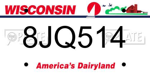 8JQ514 Wisconsin License Plate