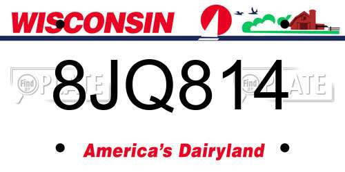 8JQ814 Wisconsin License Plate