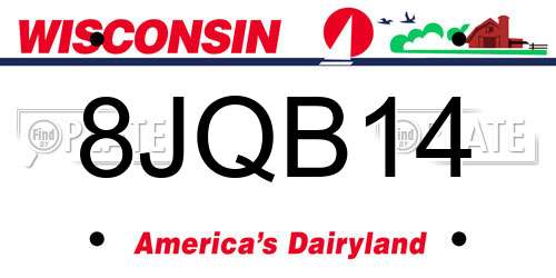 8JQB14 Wisconsin License Plate