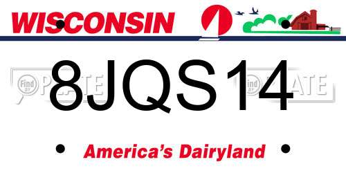 8JQS14 Wisconsin License Plate