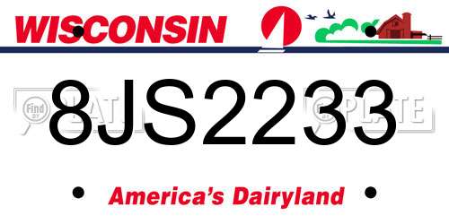 8JS2233 Wisconsin License Plate