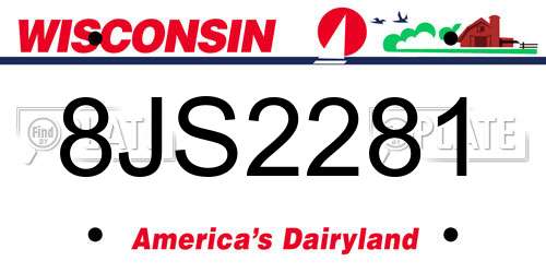 8JS2281 Wisconsin License Plate
