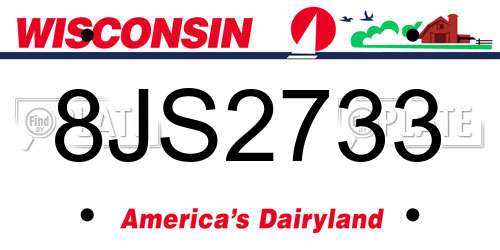 8JS2733 Wisconsin License Plate
