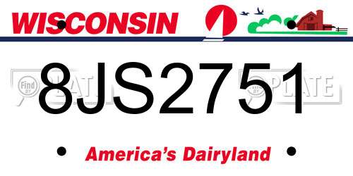 8JS2751 Wisconsin License Plate