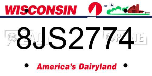 8JS2774 Wisconsin License Plate