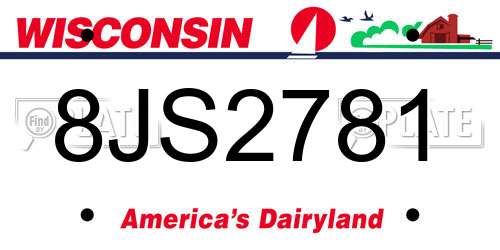 8JS2781 Wisconsin License Plate