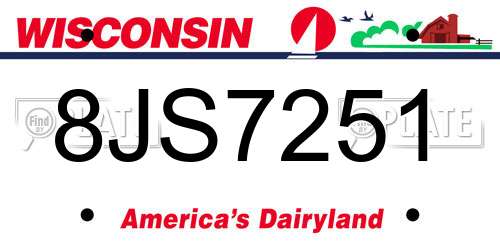 8JS7251 Wisconsin License Plate