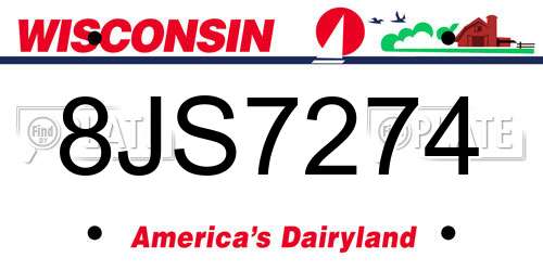 8JS7274 Wisconsin License Plate