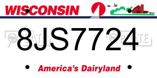 8JS7724 Wisconsin License Plate