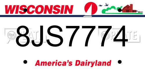 8JS7774 Wisconsin License Plate