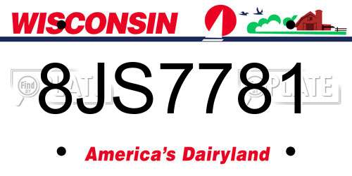8JS7781 Wisconsin License Plate