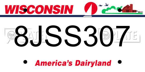 8JSS307 Wisconsin License Plate