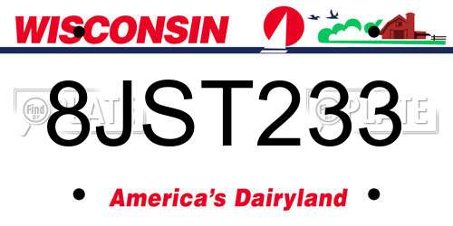 8JST233 Wisconsin License Plate