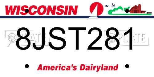 8JST281 Wisconsin License Plate