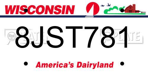 8JST781 Wisconsin License Plate
