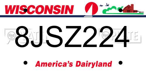 8JSZ224 Wisconsin License Plate