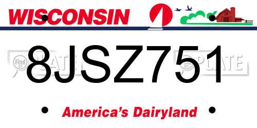 8JSZ751 Wisconsin License Plate