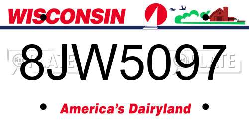 8JW5097 Wisconsin License Plate