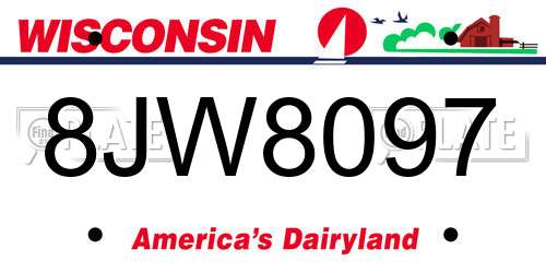 8JW8097 Wisconsin License Plate