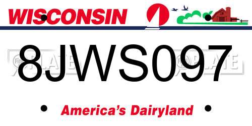 8JWS097 Wisconsin License Plate