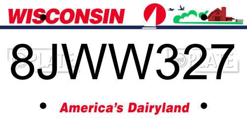 8JWW327 Wisconsin License Plate