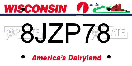 8JZP78 Wisconsin License Plate