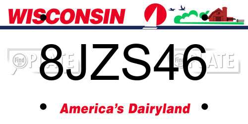 8JZS46 Wisconsin License Plate