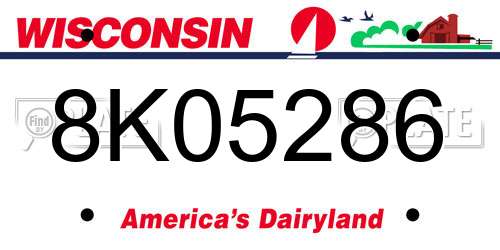 8K05286 Wisconsin License Plate