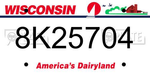 8K25704 Wisconsin License Plate