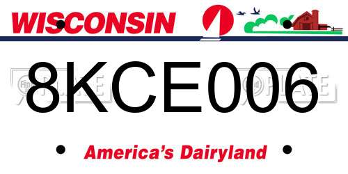 8KCE006 Wisconsin License Plate