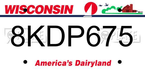 8KDP675 Wisconsin License Plate