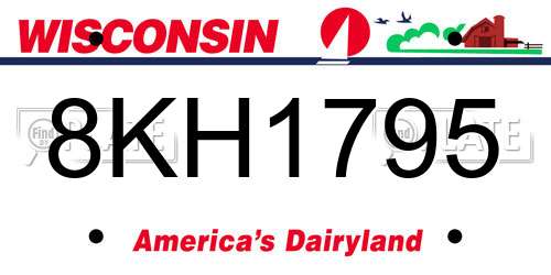 8KH1795 Wisconsin License Plate