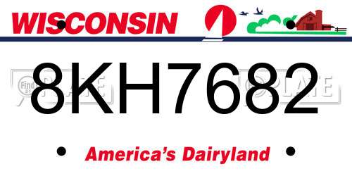 8KH7682 Wisconsin License Plate
