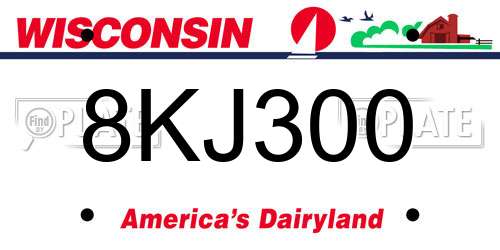 8KJ300 Wisconsin License Plate