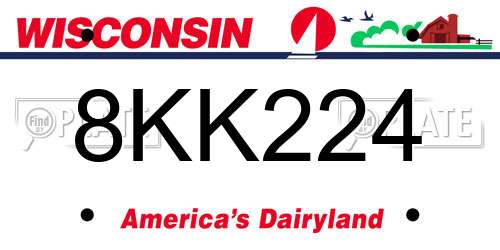 8KK224 Wisconsin License Plate