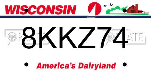 8KKZ74 Wisconsin License Plate