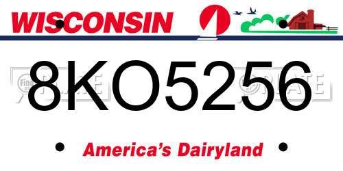 8KO5256 Wisconsin License Plate