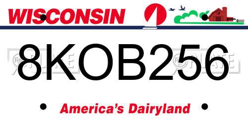 8KOB256 Wisconsin License Plate