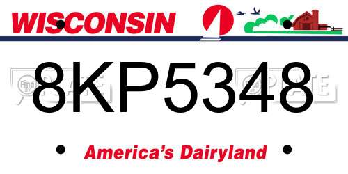 8KP5348 Wisconsin License Plate