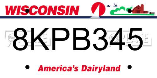 8KPB345 Wisconsin License Plate