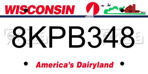 8KPB348 Wisconsin License Plate