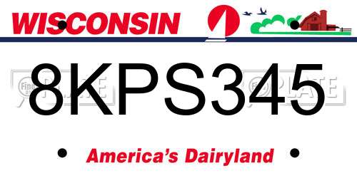 8KPS345 Wisconsin License Plate