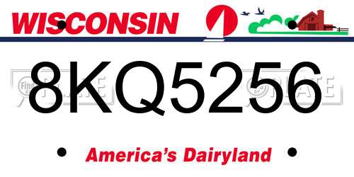 8KQ5256 Wisconsin License Plate