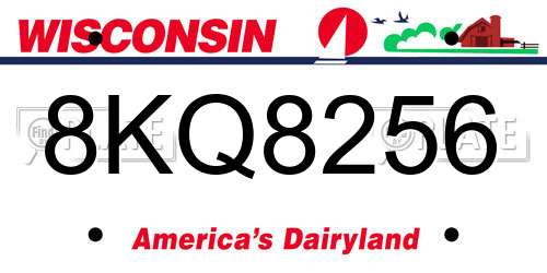 8KQ8256 Wisconsin License Plate