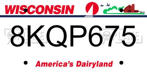 8KQP675 Wisconsin License Plate