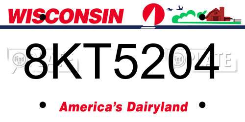 8KT5204 Wisconsin License Plate