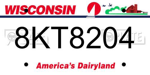 8KT8204 Wisconsin License Plate