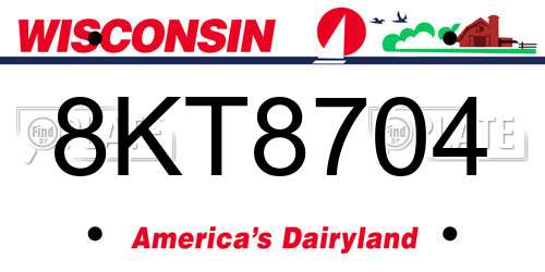 8KT8704 Wisconsin License Plate