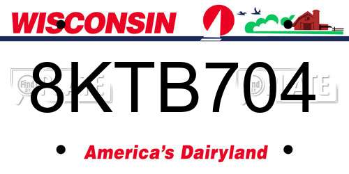 8KTB704 Wisconsin License Plate